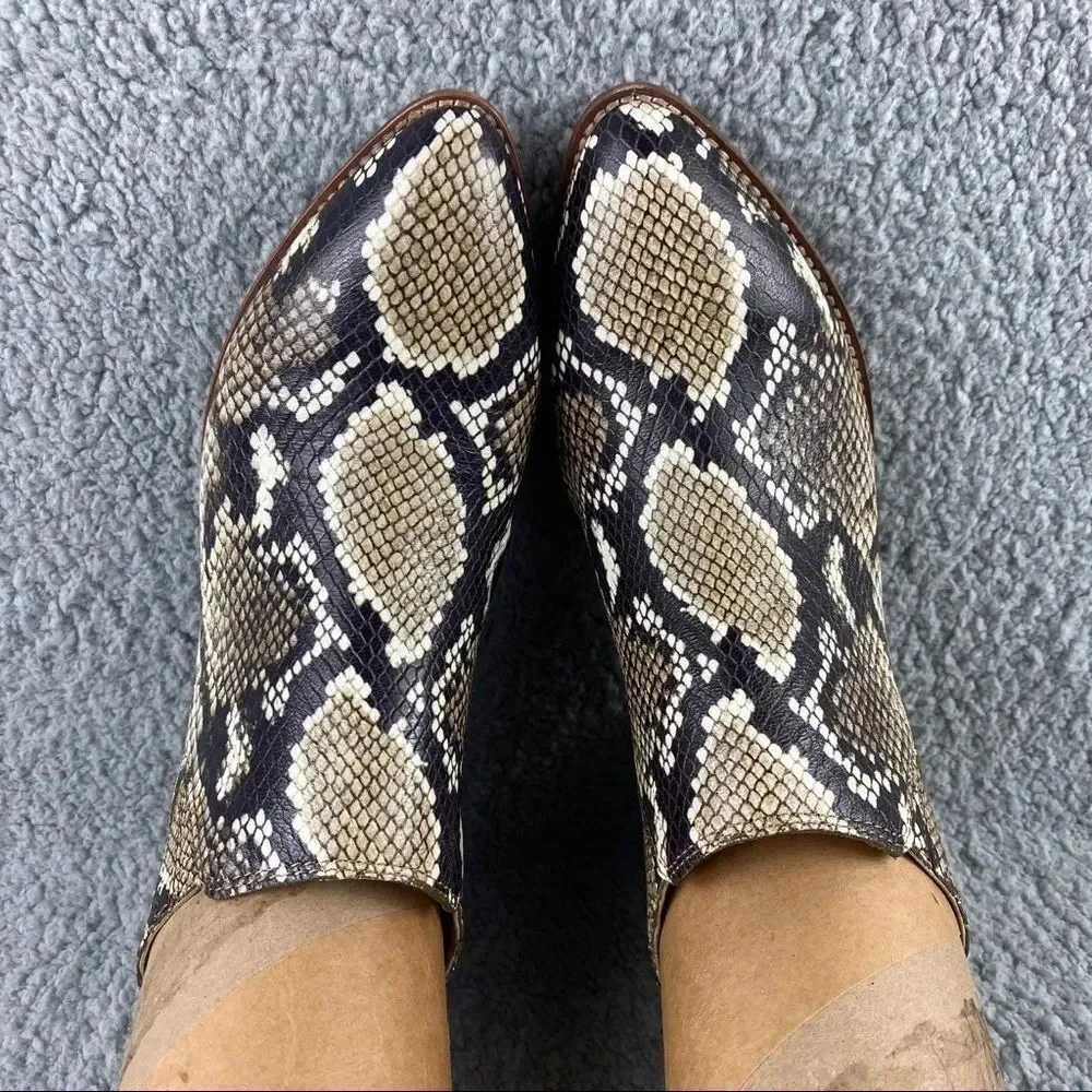 New Madewell Sonia Low Chelsea Bootie Snake Emboss Leather Womens 8 Brown Black - Picture 9 of 16